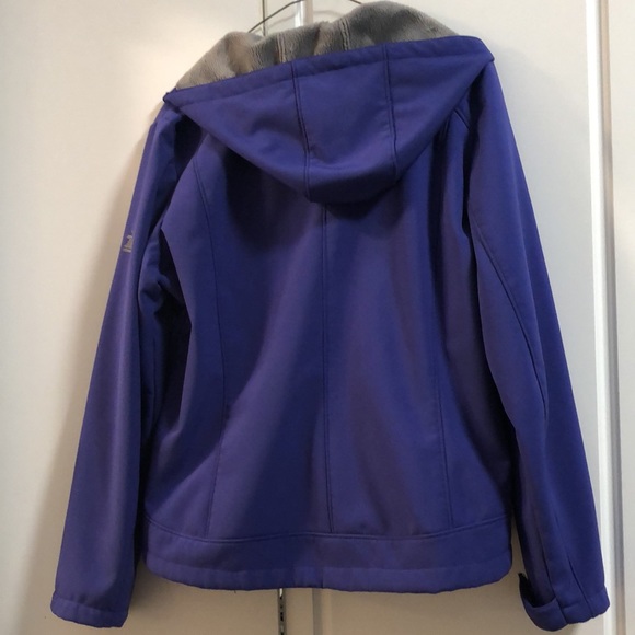 Zero X Posur Women's blue soft shell jacket size L fleece zip front, hood - Picture 3 of 5